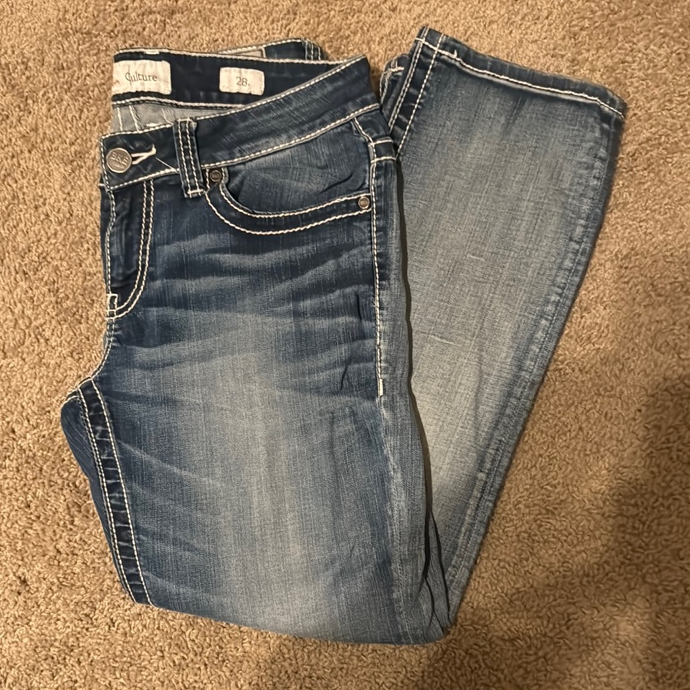 BKE Blue Boot Cut Jeans with Vintage Fading